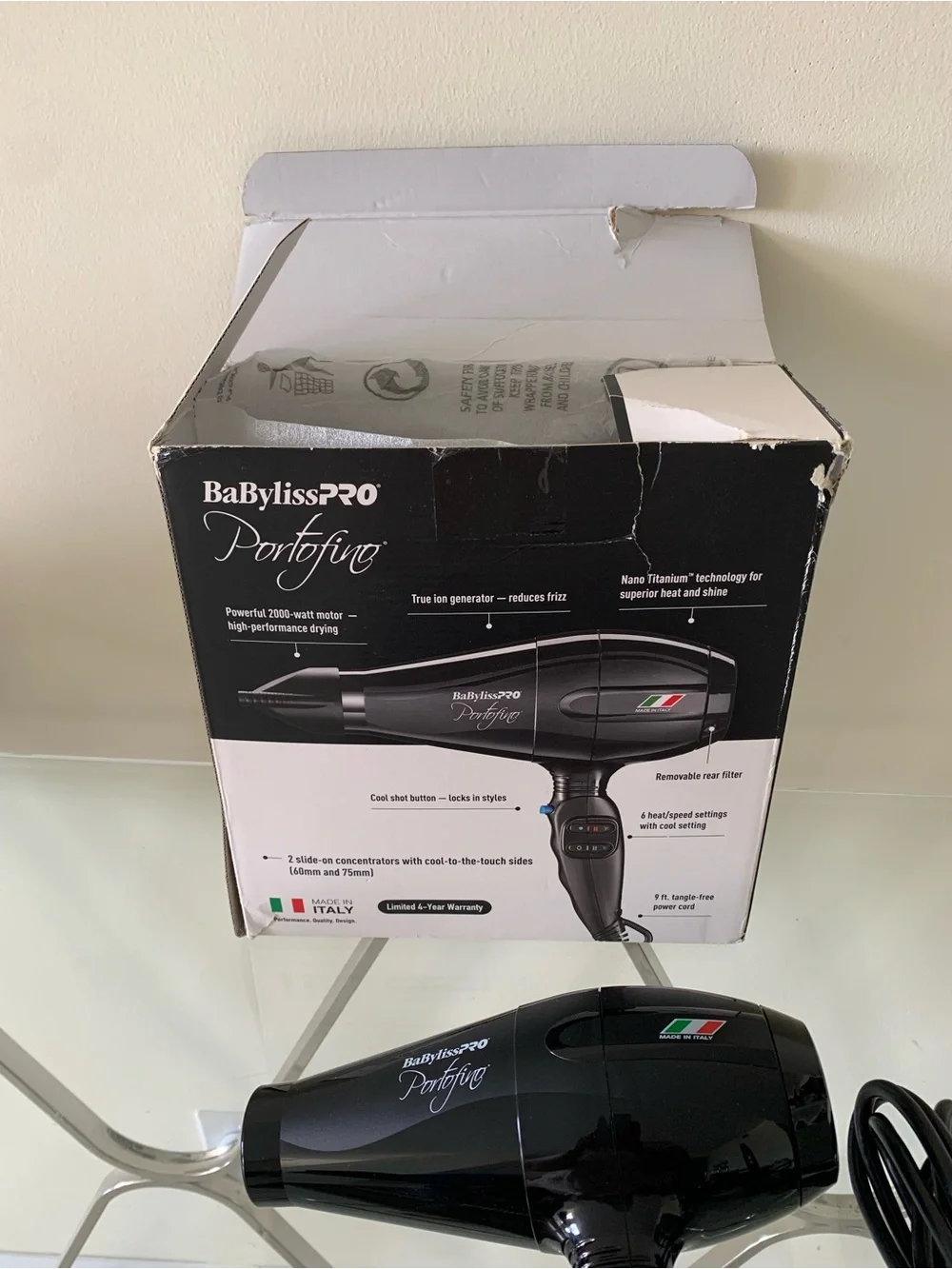 BaBylissPBaBylissPRO Portofino Nano Titanium Hair Dryer 2000 Watts Made in Italy